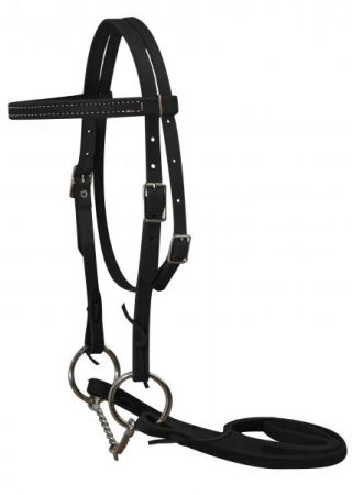 Double stitched pony bridle complete with twisted wire snaffle bit and reins. Made in the USA #5