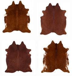 LG/XL Brazilian Solid Brown cowhide rugs. Measures approx. 42.5 - 50 square feet