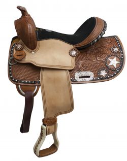 13" Double T Barrel style saddle with star skirt