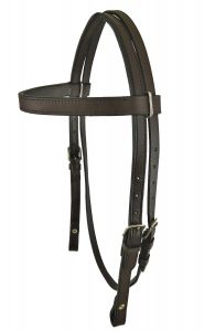 Dark Oil Pony Size Browband Leather Headstall with Reins 6ft