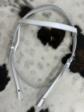 White Leather Horse Size Browband Headstall #2