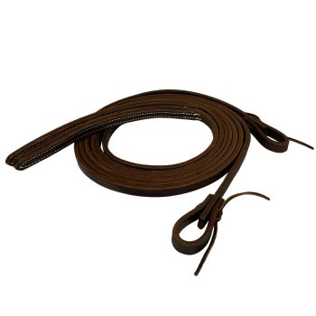 8' x 5/8" Oiled Harness Leather Split Reins with Weighted Ends