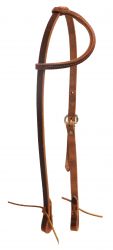 American made oiled harness leather sliding one ear headstall with tie ends