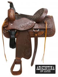 16" Buffalo Argentina cow leather roper style saddle. Please note this saddle is not warrantied for roping