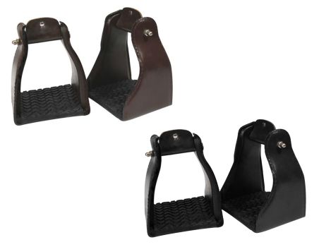 Showman Leather covered endurance stirrup with rubber tread