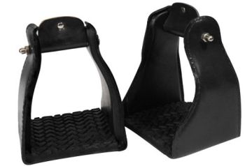 Showman Leather covered endurance stirrup with rubber tread #2