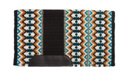 Showman 34" x 40" Heavy weight woven wool, single ply saddle blanket - teal and orange