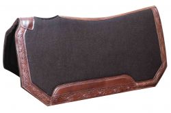 Showman 30" x 30"x 1" Brown felt pad with tooled leather trim