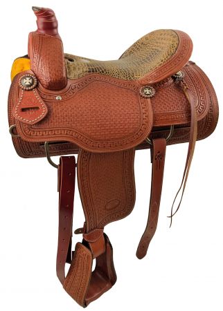 15", 16" Circle S Roper saddle with alligator print seat