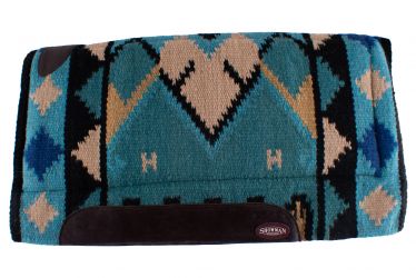 Showman 36" x 34" 100% woven wool top pad with memory felt bottom - teal and blue