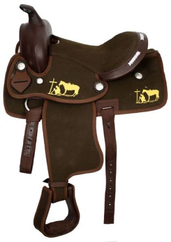 12" Nylon cordura pony saddle with praying cowboy decal #3