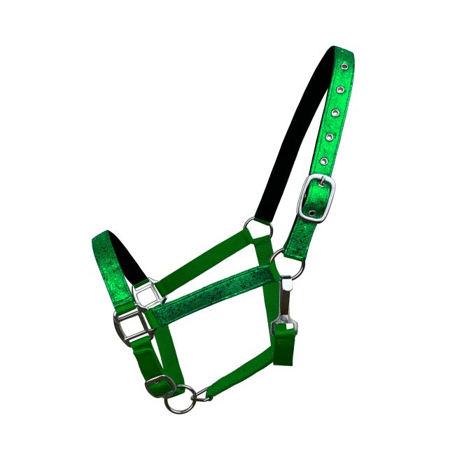 Average Horse Size Nylon Glitter Halter with Neoprene Lined Nose and Crown #4