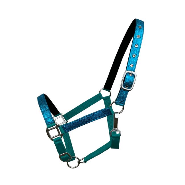 Average Horse Size Nylon Glitter Halter with Neoprene Lined Nose and Crown #8