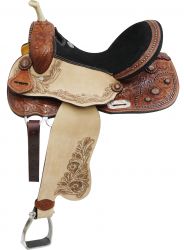 14", 15", 16" Double T Barrel Style Saddle with Copper Colored Starburst Conchos