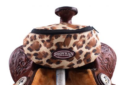 Showman Leopard Print Insulated Nylon Saddle Pouch