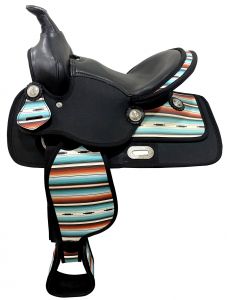 12" Synthetic saddle with Serape print
