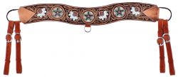 Showman Floral tooled tripping collar with cowhide inlay