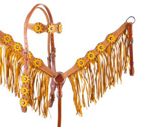 Showman Sunflower Overlay Browband Headstall and Breastcollar Set