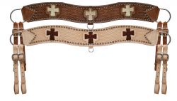 Showman leather tripping collar with hair on cowhide cross