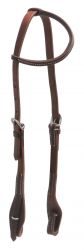 Showman Oiled harness leather one ear headstall with quick change bit loops