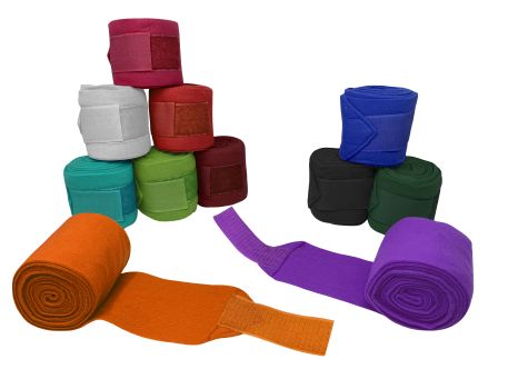 Fleece polo wrap. Measures 4" wide and 120" long. Has 2" Velcro closures. Sold in set of four