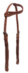Showman Argentina cow leather single ear headstall with basket weave tooling