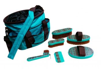 Showman 6 piece Navajo print grooming kit with nylon cordura carrying bag #2