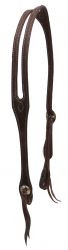 Showman Heavy oiled harness leather split ear headstall with stitched edge