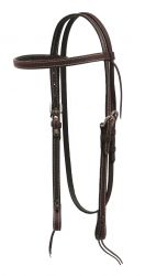Showman Double stitched browband headstall with tie on bit loops