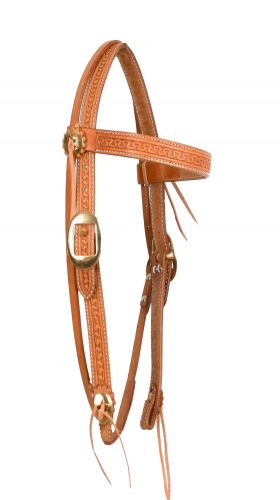 Showman Argentina cow leather serpentine tooled browband headstall