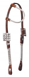 Showman Tooled Argentina cow leather show headstall with silver ear