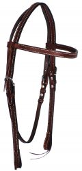 Showman Dark Brown, Double Stitched Browband Leather Headstall