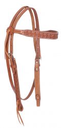 Showman Argentina Cow Leather browband headstall with scalloped tooling