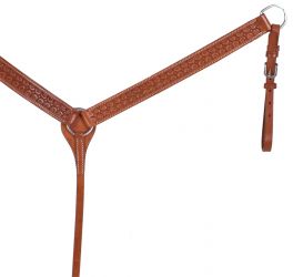 Showman Argentina cow leather breast collar with scalloped tooled design
