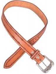 Showman Men's Agrentina Cow Leather Belt with Barbwire Tooling