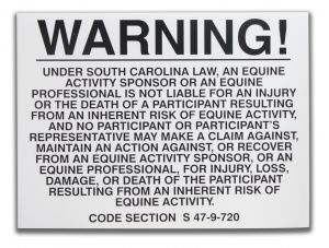 18" x 24" South Carolina equine liability sign
