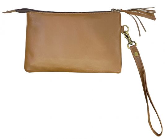Klassy Cowgirl Genuine Leather Clutch Wristlet with floral tooling accent #2
