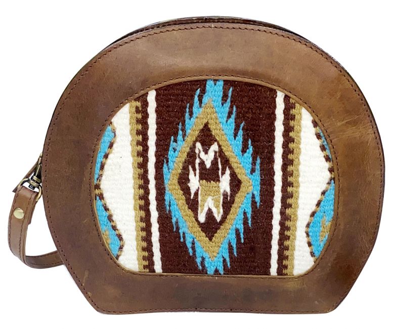 Klassy Cowgirl Leather Crossbody Bag with saddle blanket wool