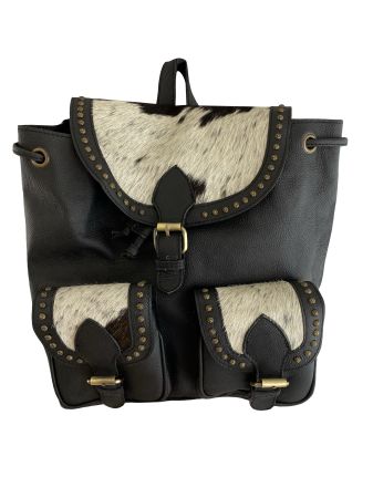 Klassy Cowgirl Genuine Hair-on Cowhide Leather Flap Drawstring Backpack #5