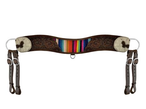 Showman Tooled Dark Leather Tripping Collar with Wool Serape Saddle Blanket Inlay