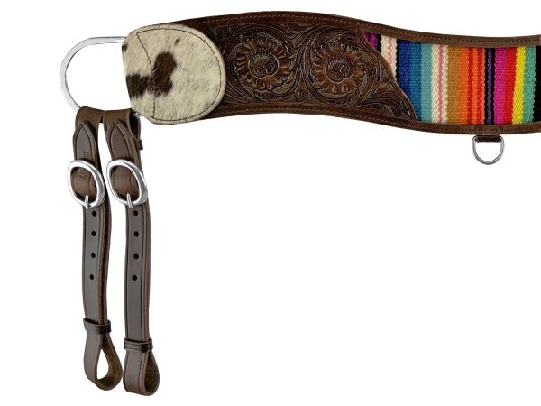 Showman Tooled Dark Leather Tripping Collar with Wool Serape Saddle Blanket Inlay #2
