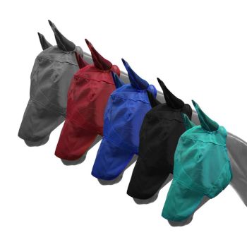 Showman Long Nose Mesh Rip Resistant Fly Mask with Ears and Velcro Closure