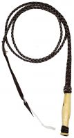 4 foot Leather braided bull whip with wooden handle