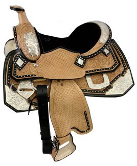 12" / 13"Double T fully tooled Youth / Pony show saddle with silver