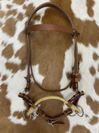 Showman Pony Size Argentina Cow Leather Side Pull #2