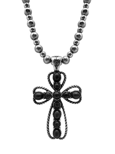 Western Statement Silver Cross Necklace and Earrings Set #2