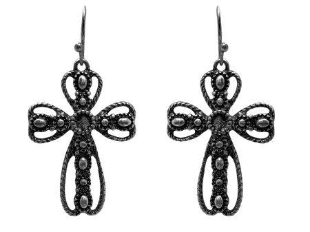 Western Statement Silver Cross Necklace and Earrings Set #3