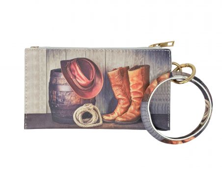 Barrel and Boots Printed Wristlet