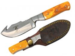 The Bone Collector Gut Hook Blade Skinning Hunting Knife with Leather Sheath