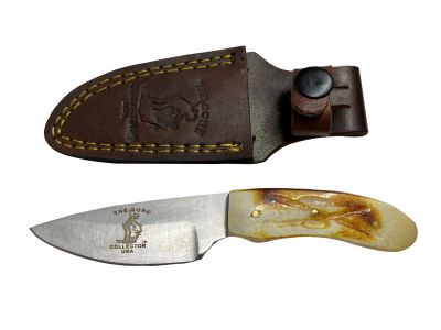Bone Collector Hunting Knife with Leather Sheath